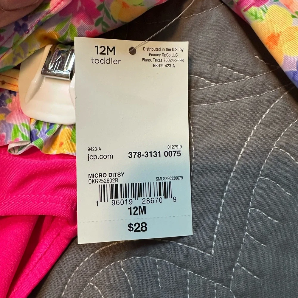 Okie Dokie 12M Girls Pink Micro Ditsy Floral Rash Guard And Bottoms Set NWT